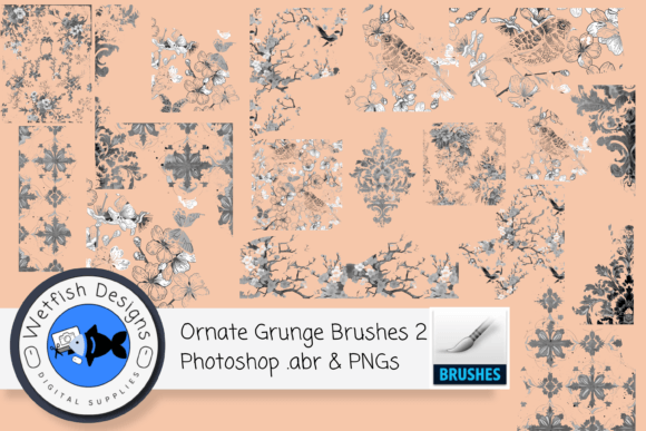 Download 12 High Resolution Ornate Grunge Brushes - Premium Resources