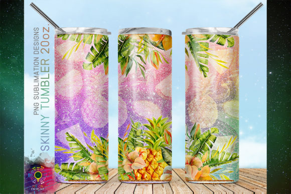 Download Pineapple and Tropical Flowers Tumbler - Premium Resources